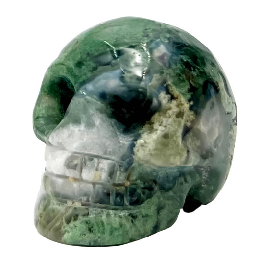 Moss Agate Skull 2 Inches Hand Carved Crystal Carving