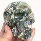 Moss Agate Skull Healing Crystal Carving 537g