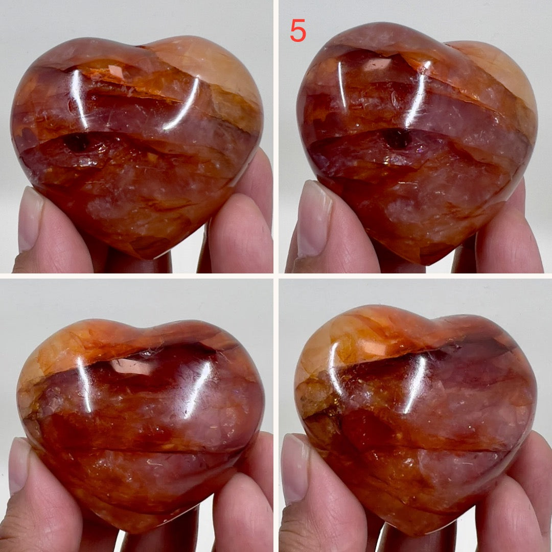 Fire Quartz Hematoid Hearts Crystal Carvings Australian Seller