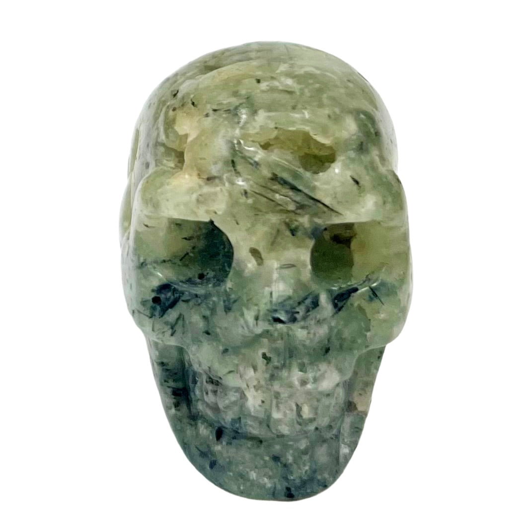 Prehnite with Epidote Skull 2 Inches Hand Carved Crystal Carving