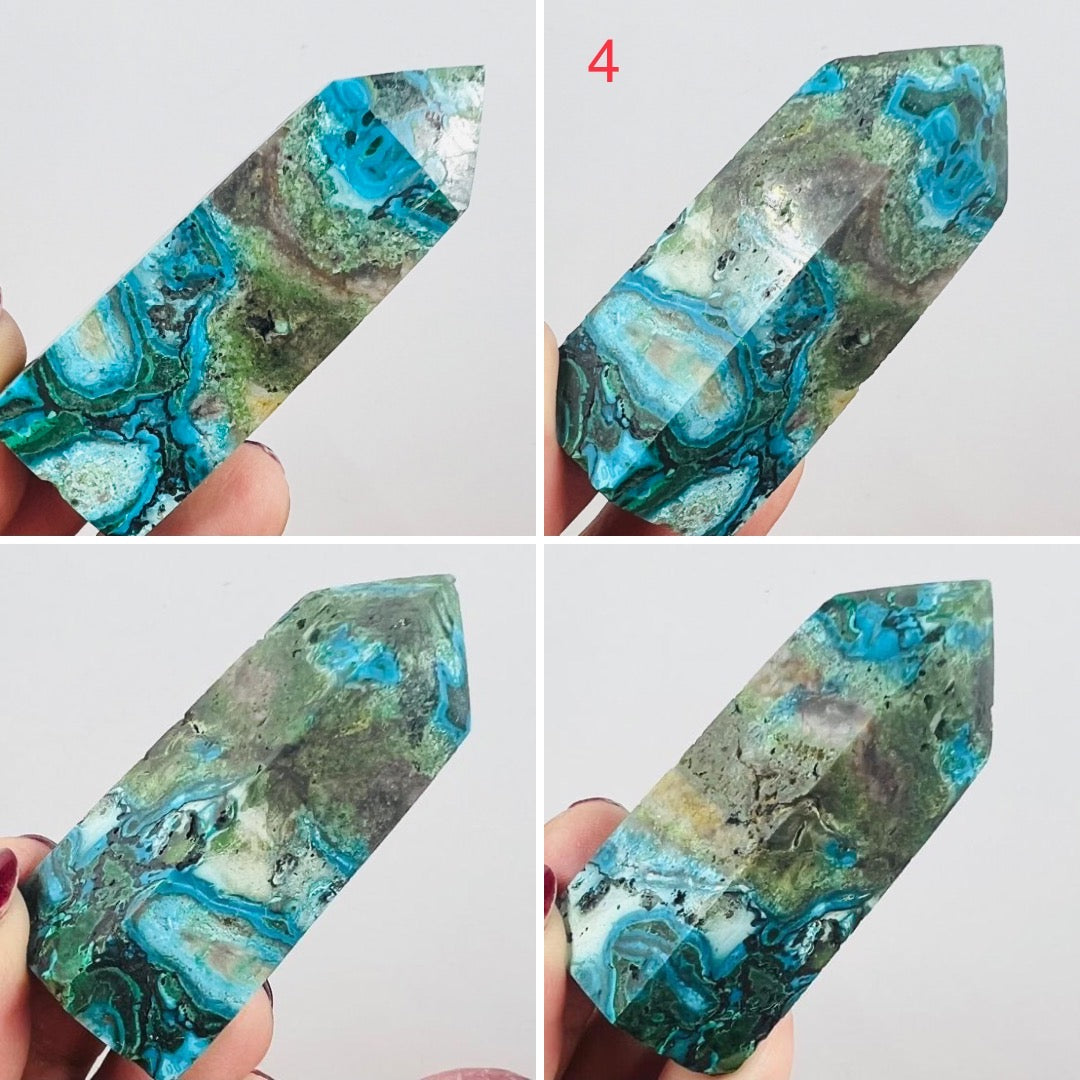 Chrysocolla Malachite Points Towers Crystal Generators