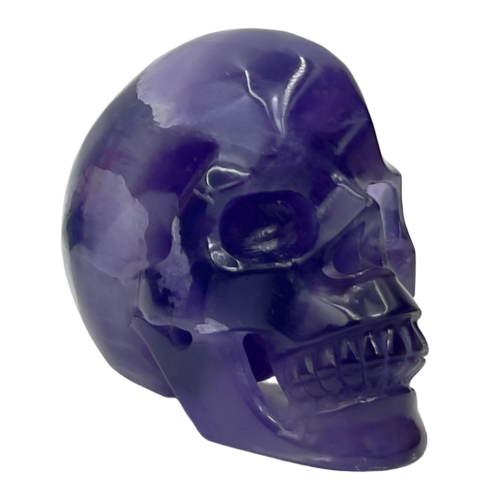 Indigo Fluorite Skull Hollow Jaw Healing Crystal Carving 680g