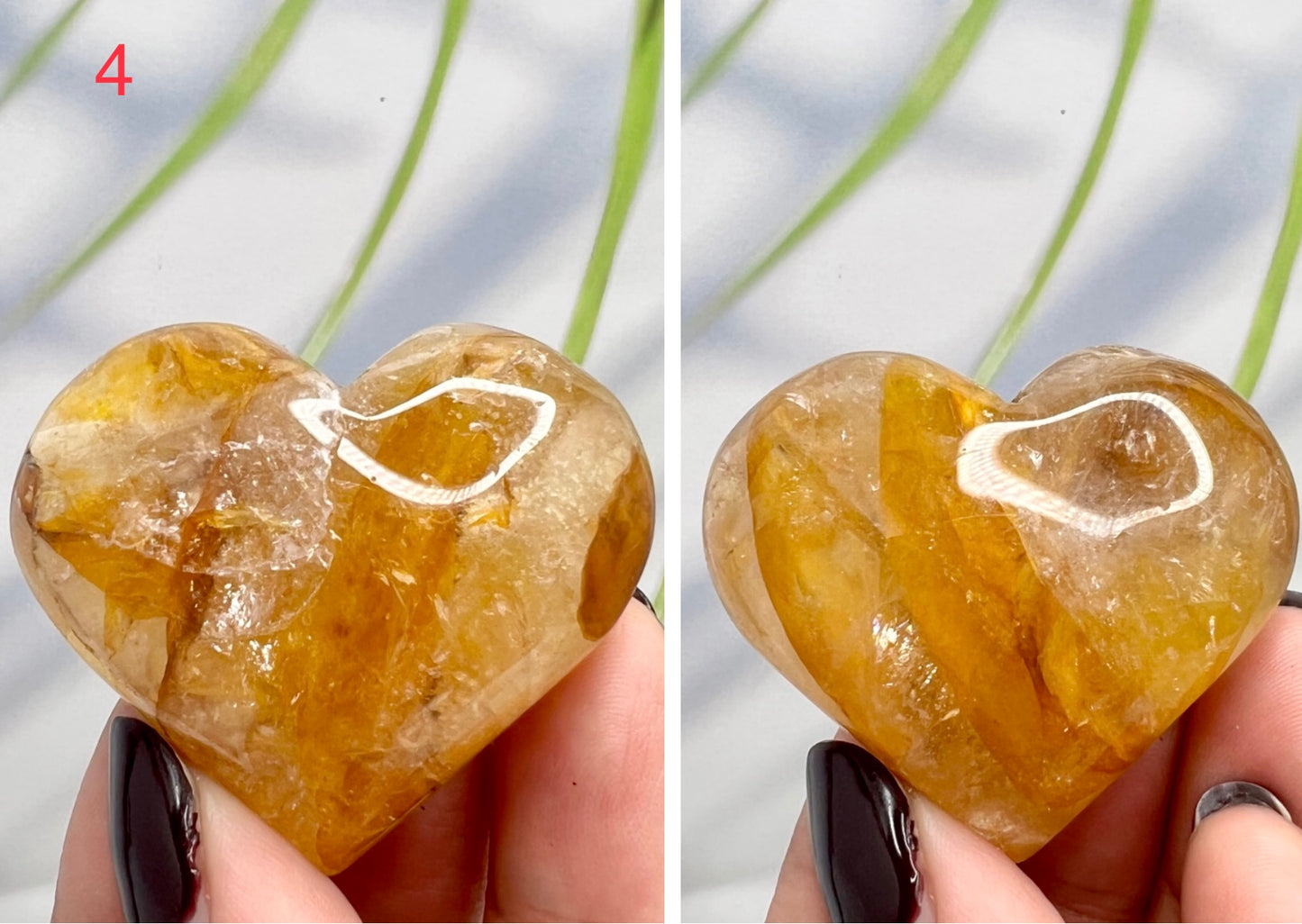 Golden Healer Quartz Hearts Crystal Carvings