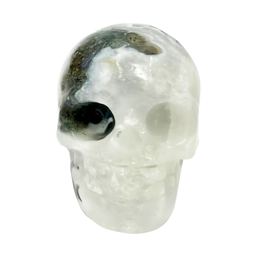 Moss Agate Skull 2 Inches Hand Carved Crystal Carving