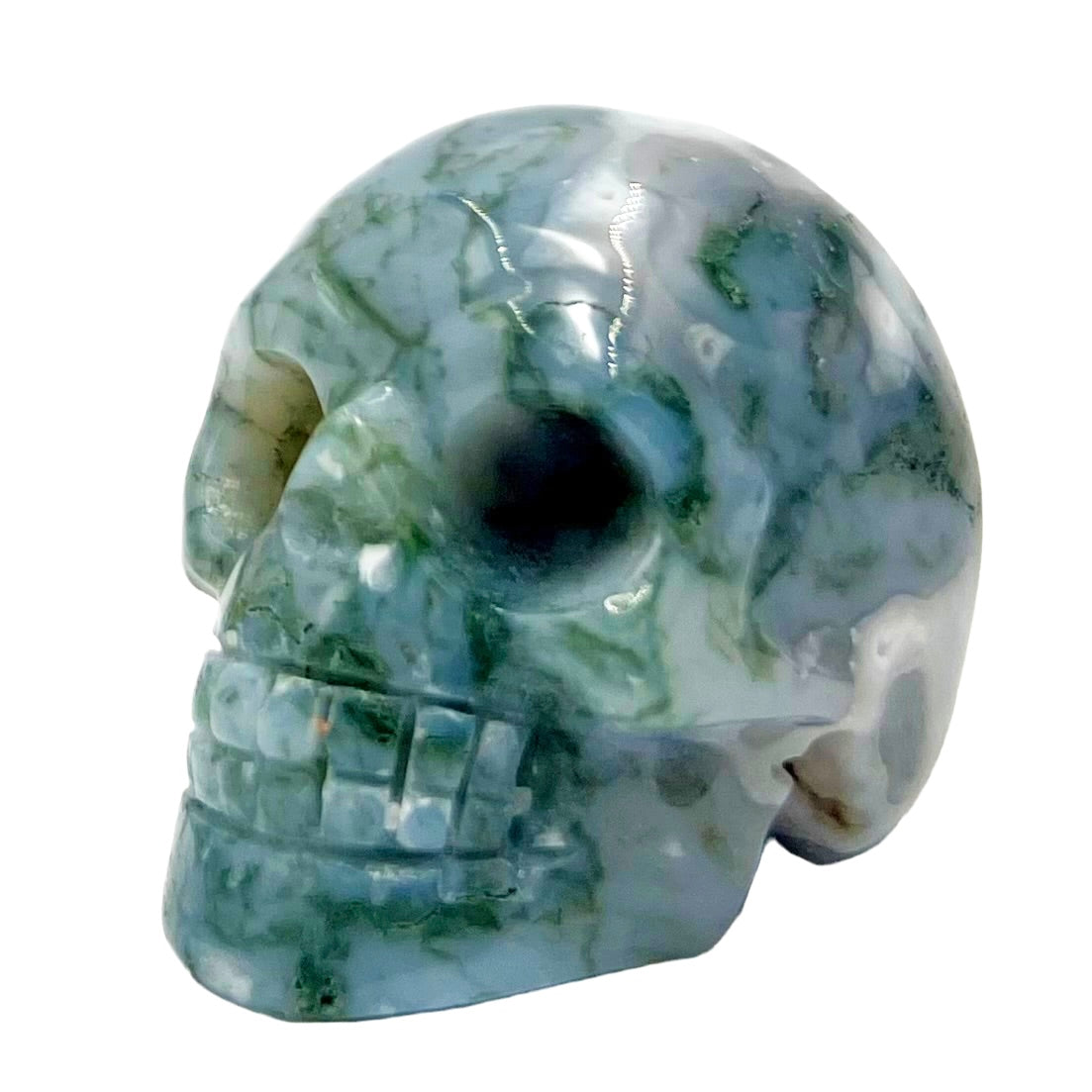 Moss Agate Skull 2 Inches Hand Carved Crystal Carving