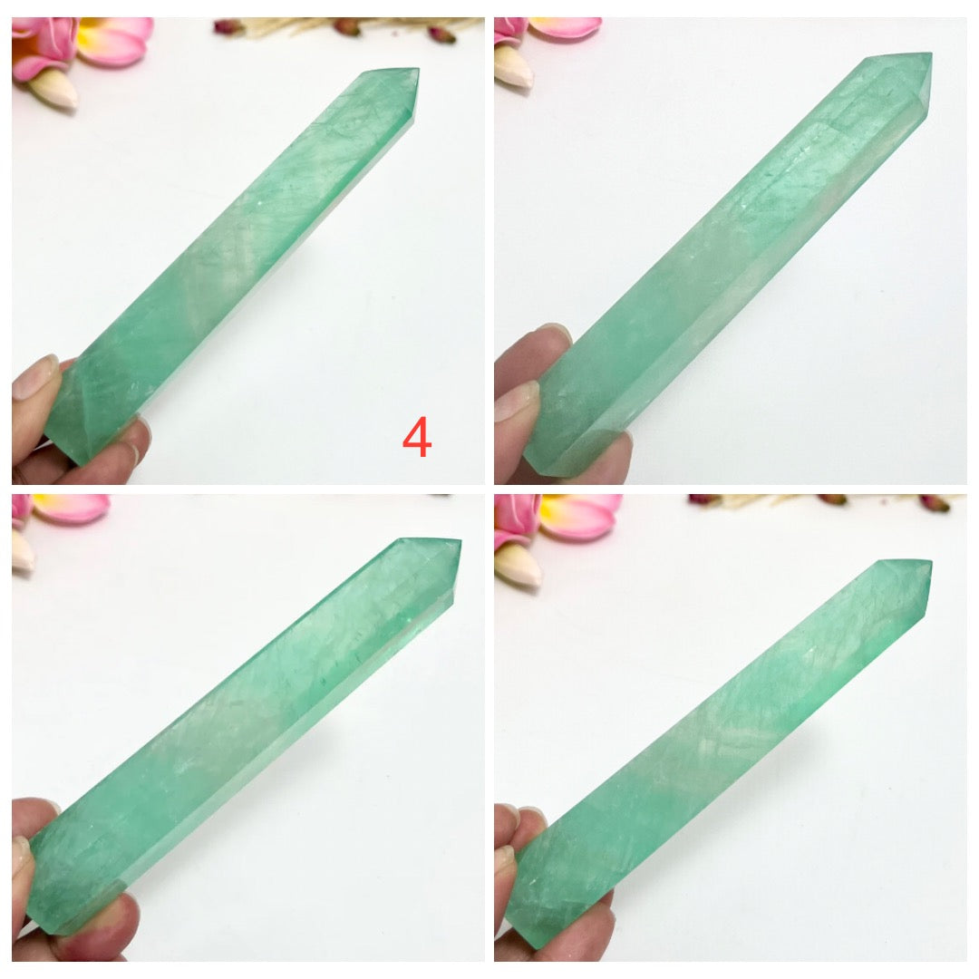 Green Fluorite Points Towers Translucent Crystal Generators