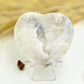 Druzy Mexican Agate Heart Quartz With Stand Crystal Carving Australian Seller