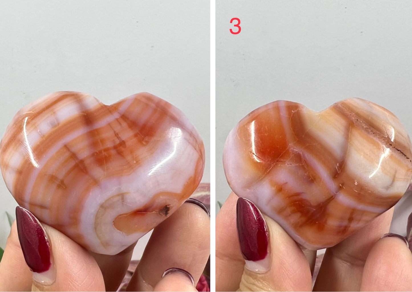 Carnelian Hearts Crystal Carvings Australian Seller