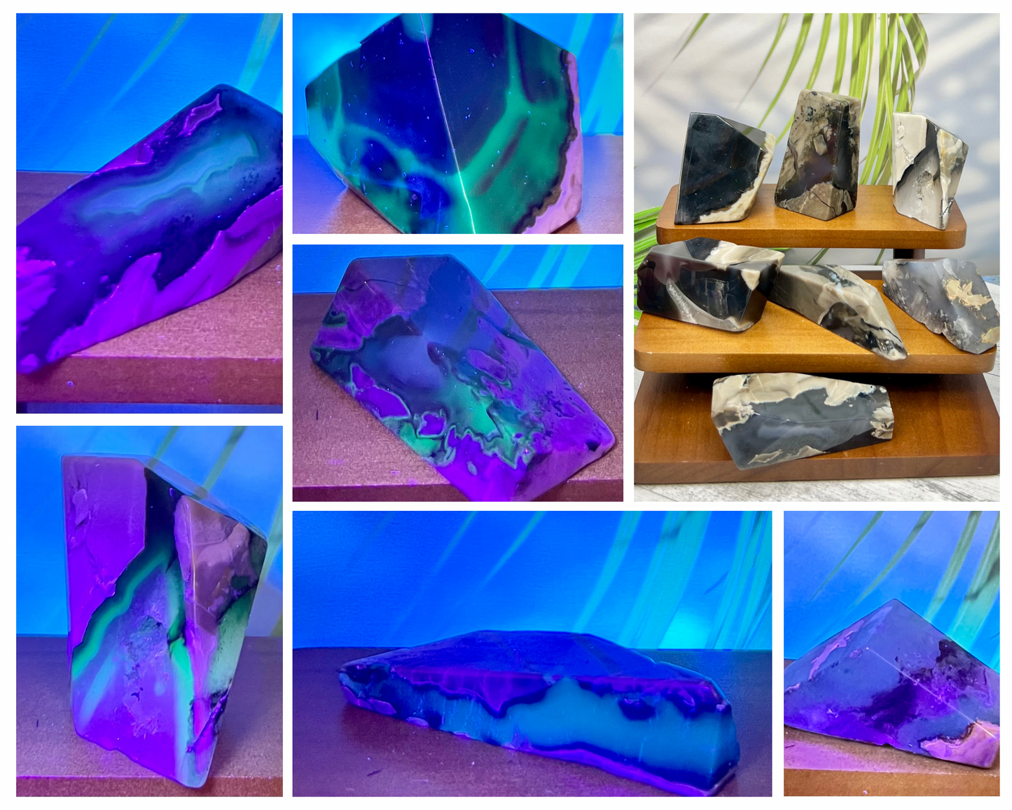 Volcanic Agate Free Form UV Reactive Crystal Chunks Australian Seller