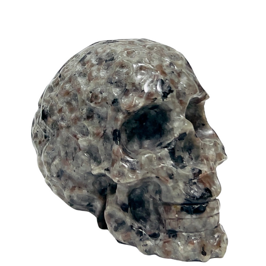 Yooperlite Skull Filigree Design UV Reactive Healing Crystal Carving 570g