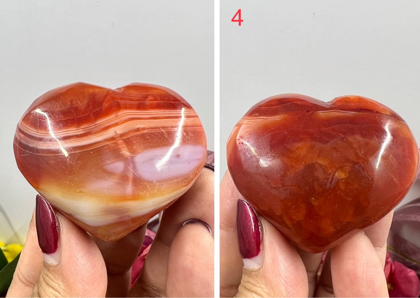 Carnelian Hearts Crystal Carvings Australian Seller