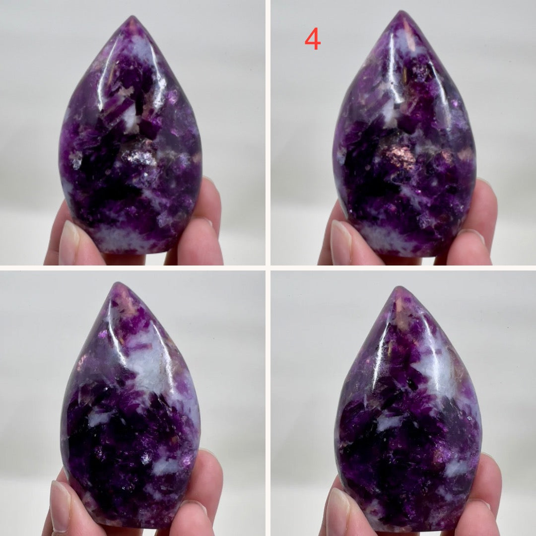 Gem Lepidolite Purple Mica Flames Crystal Carvings Australian Seller