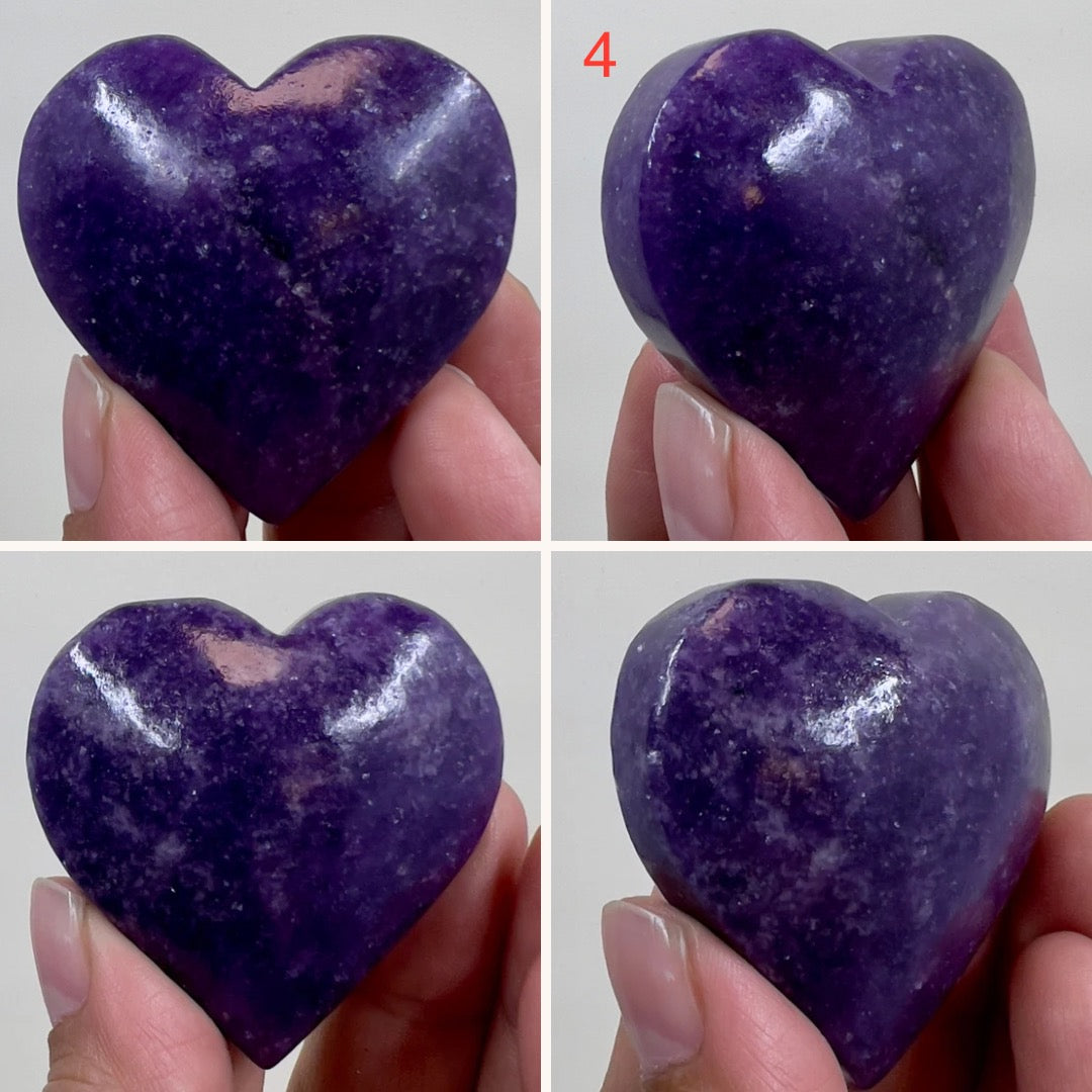 Lepidolite Purple Mica Hearts Crystal Carvings Australian Seller