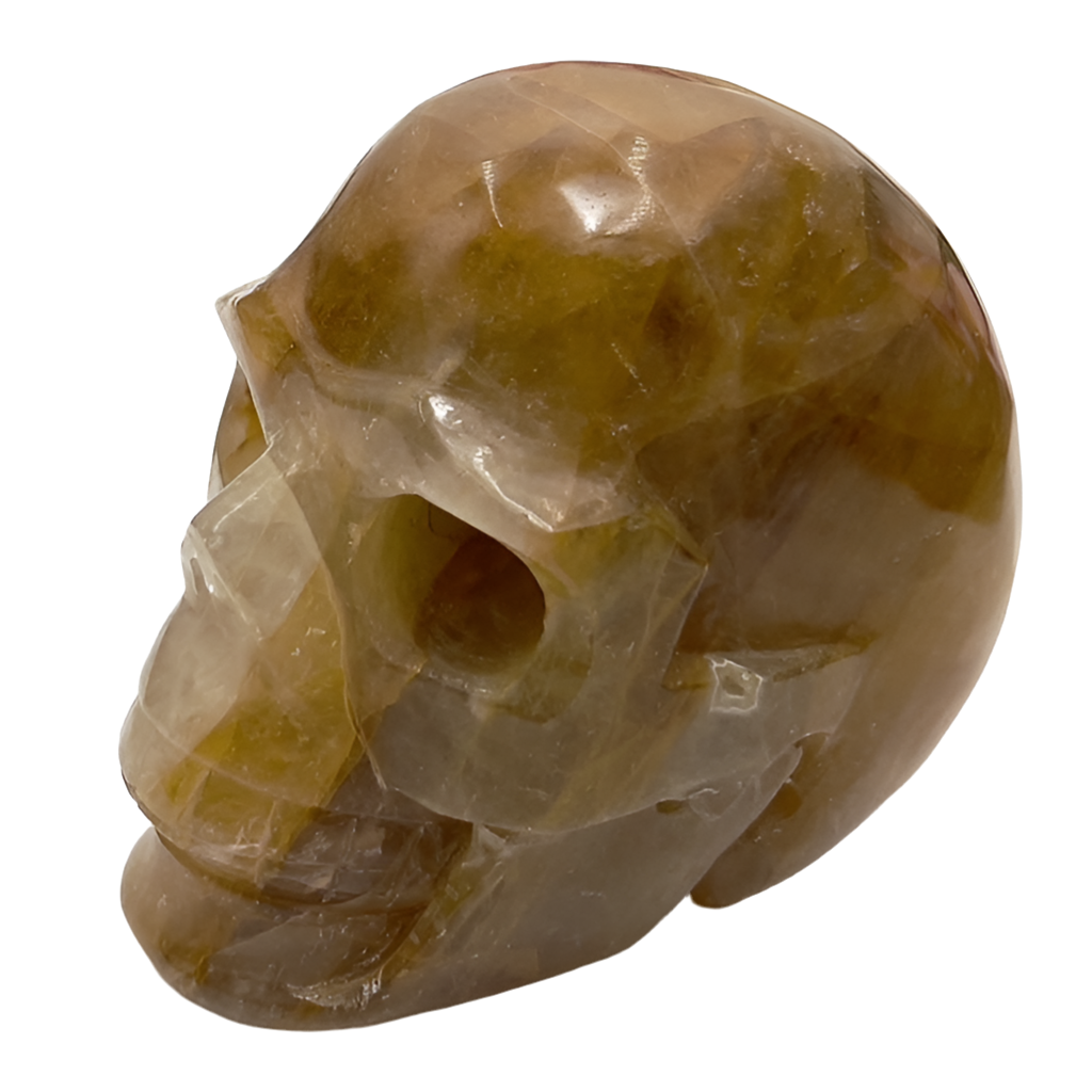 Golden Healer Quartz Skull Healing Crystal Carving 994g