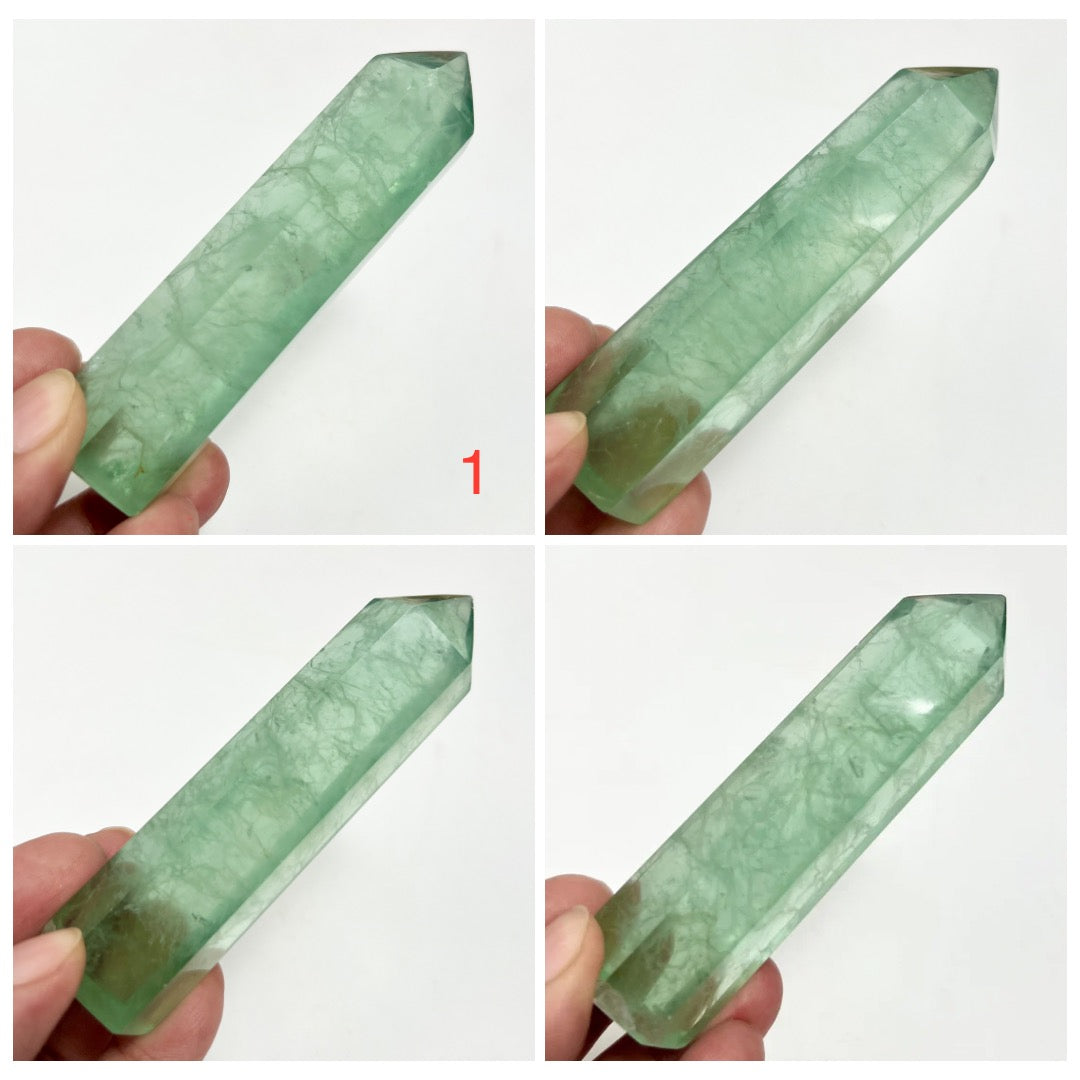 Green Fluorite Points Towers Translucent Crystal Generators