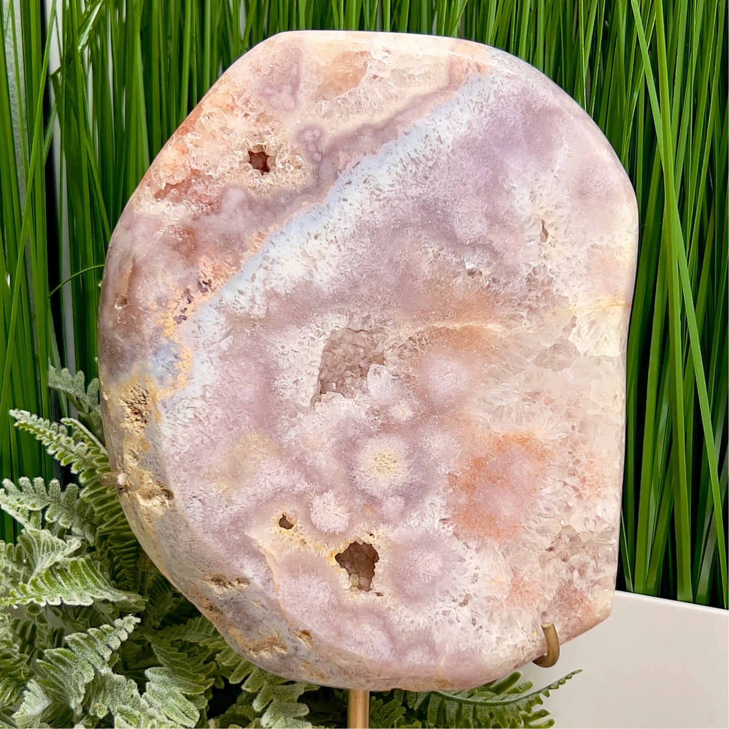 Pink Amethyst Quartz Free Form with Stand Natural Crystal 1244g