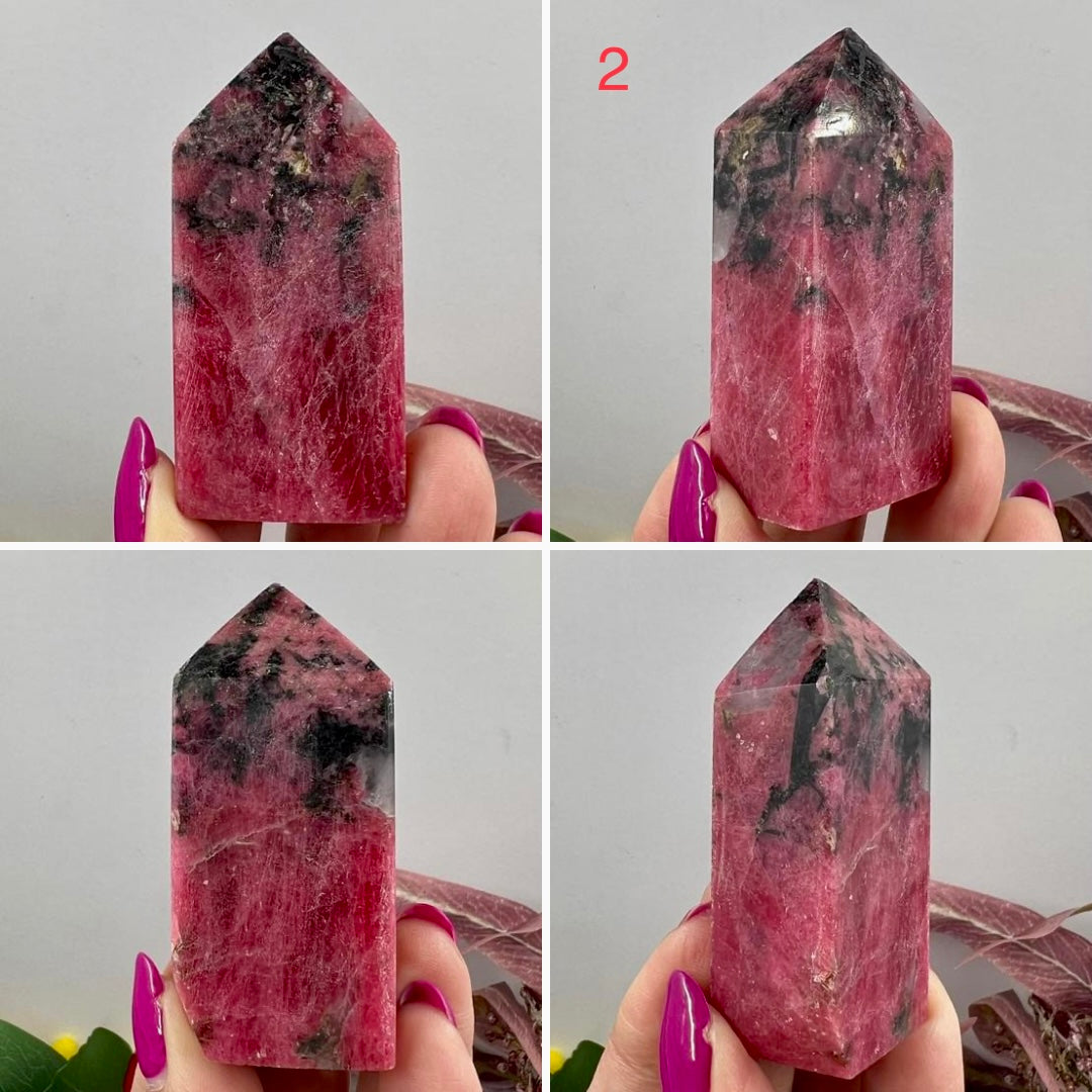 Rhodonite with Quartz Points Crystal Generator Tower Australian Seller