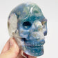 Moss Agate Skull Healing Crystal Carving 877g