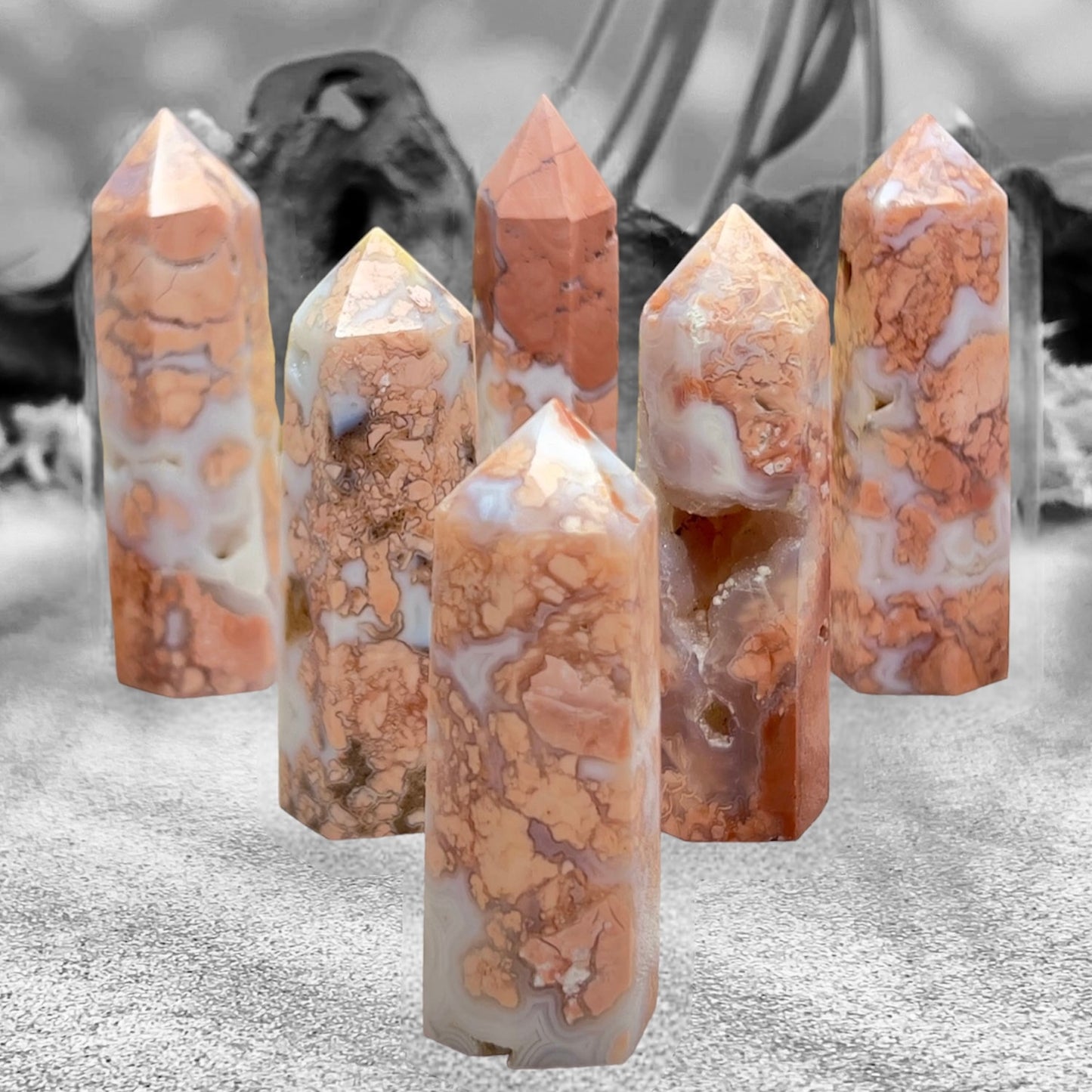 Pink Cotton Candy Agate Points Towers Healing Crystal Generators