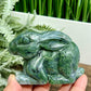 Moss Agate Bunny Rabbit Healing Crystal Animal Carving 324g