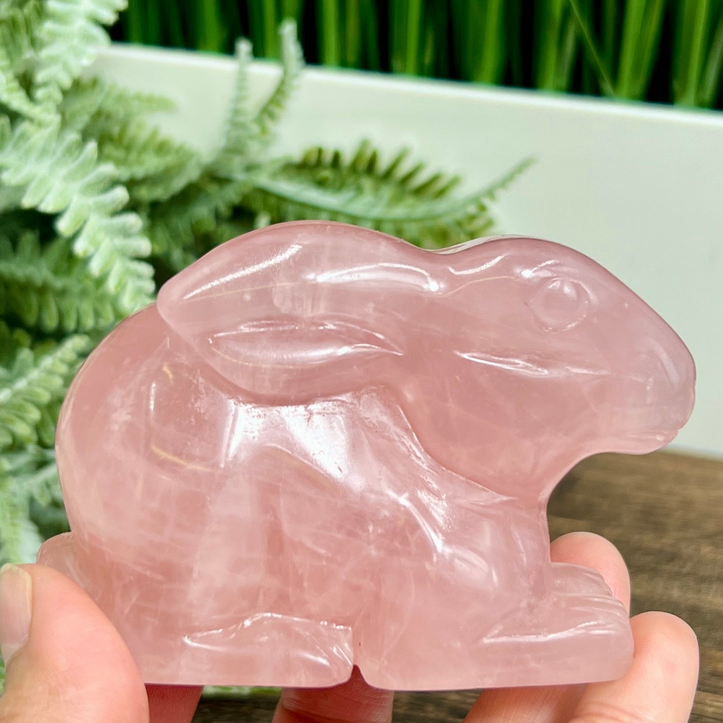 Rose Quartz Bunny Rabbit Healing Crystal Animal Carving 312g