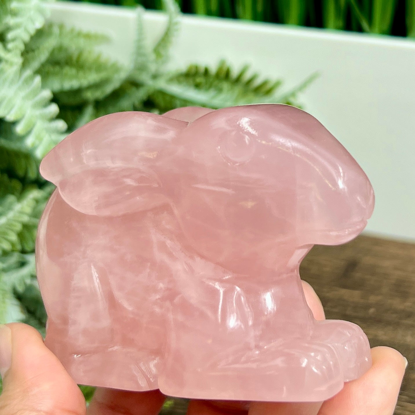 Rose Quartz Bunny Rabbit Healing Crystal Animal Carving 312g