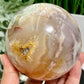 Flower Agate Green Sphere Healing Large Crystal Ball 1227g 97mm