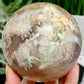 Flower Agate Green Sphere Healing Large Crystal Ball 1227g 97mm