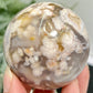 Black Flower Agate Sphere Healing Crystal Ball 304g 61mm