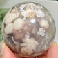 Black Flower Agate Sphere Healing Crystal Ball 304g 61mm