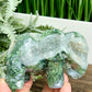 Moss Agate Elephant Healing Animal Crystal Carving 310g