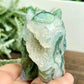 Moss Agate Elephant Healing Animal Crystal Carving 310g