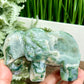 Moss Agate Elephant Healing Animal Crystal Carving 310g