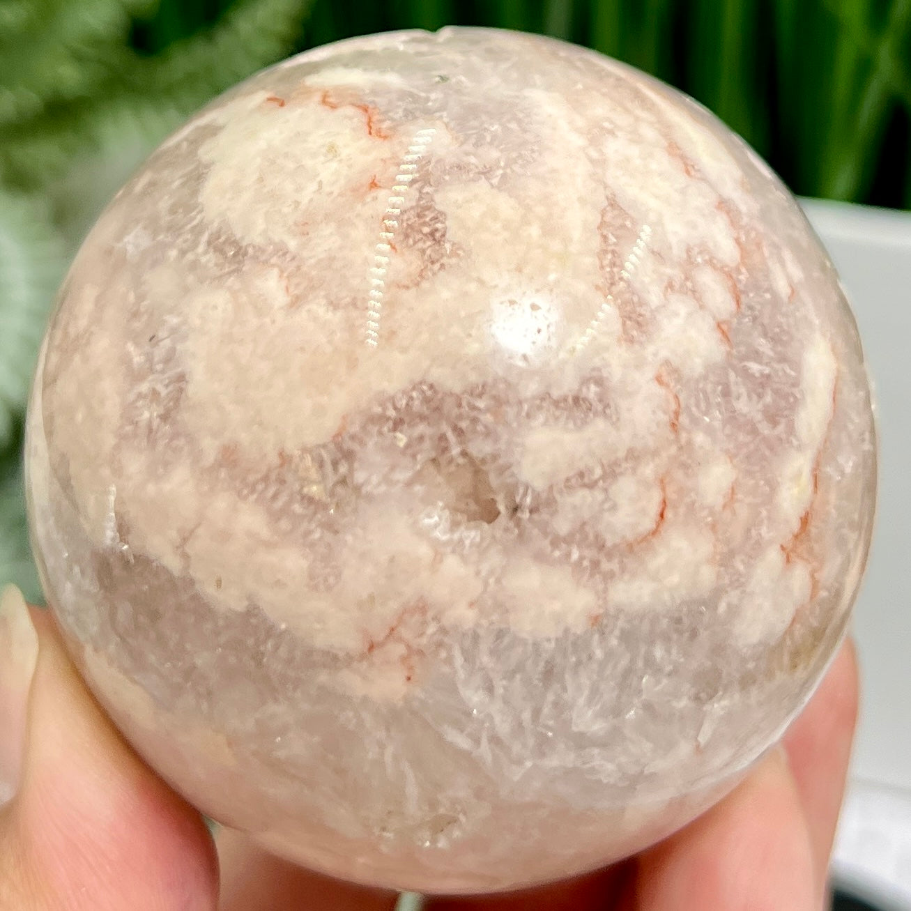 Flower Agate with Quartz Sphere Healing Crystal Ball 373g 65mm