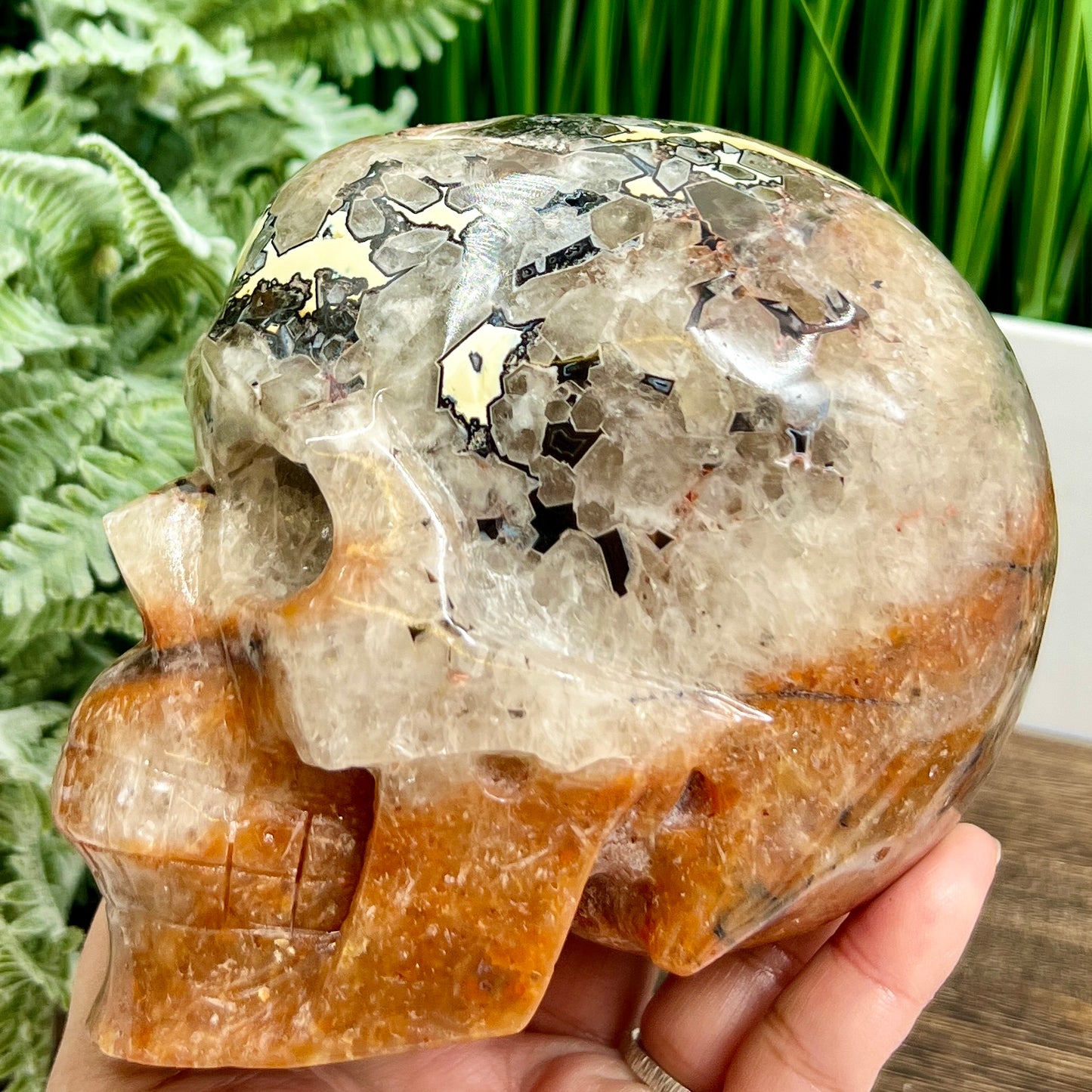 Mosaic Chalcedony Quartz Rare Skull Healing Crystal Carving 1668g