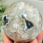 Argentina Black Flower Agate Quartz Sphere Healing Crystal Ball 410g 67mm