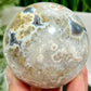 Argentina Black Flower Agate Quartz Sphere Healing Crystal Ball 410g 67mm