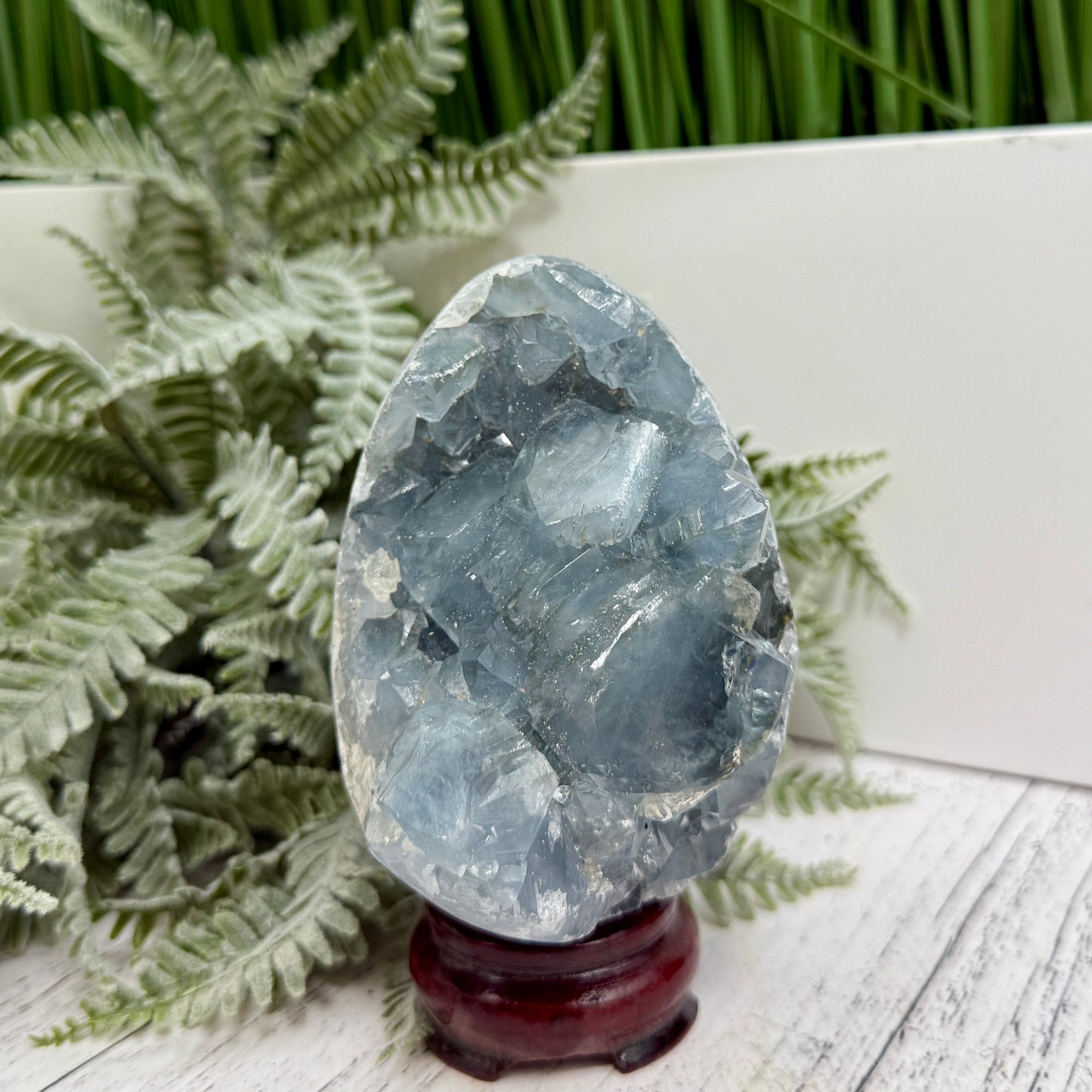 Celestite Celestine Large Egg with Stand Large Geode Cluster Crystal 1075g