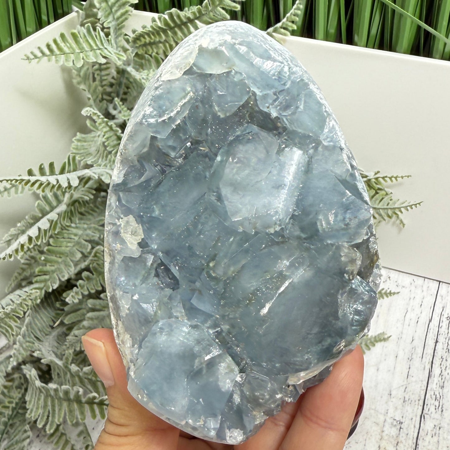 Celestite Celestine Large Egg with Stand Large Geode Cluster Crystal 1075g