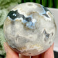 Argentina Black Flower Agate Quartz Sphere Healing Crystal Ball 597g 76mm