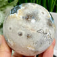 Argentina Black Flower Agate Quartz Sphere Healing Crystal Ball 597g 76mm