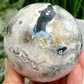 Argentina Black Flower Agate Quartz Sphere Healing Crystal Ball 597g 76mm