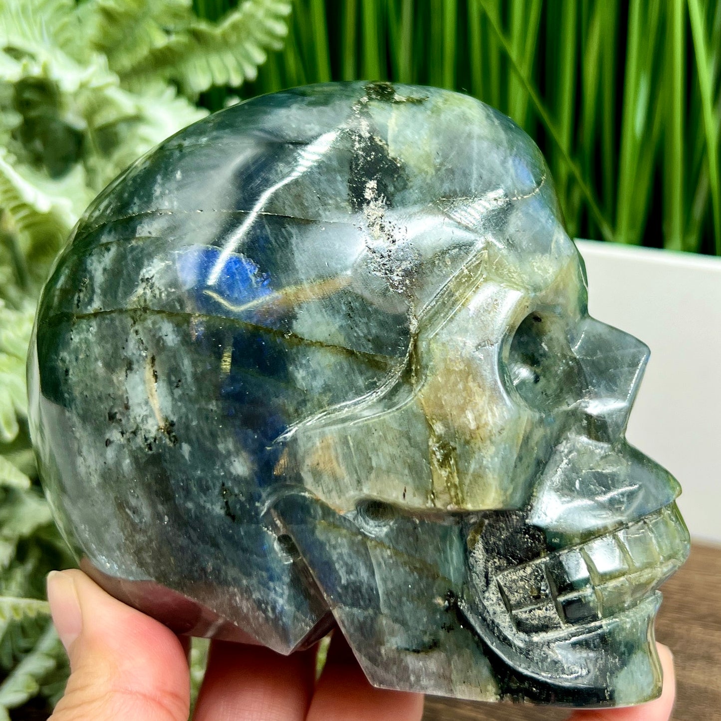 Labradorite Skull Healing Crystal Carving 1167g