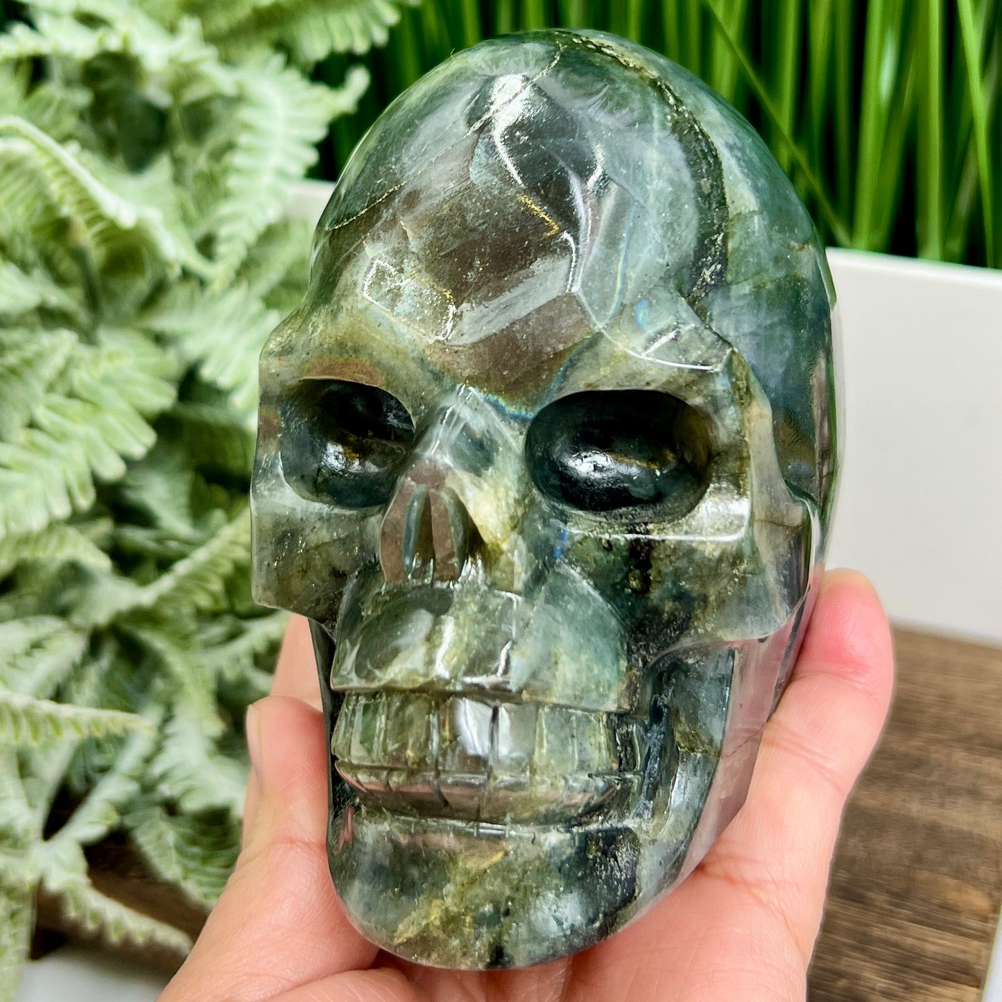 Labradorite Skull Healing Crystal Carving 1167g