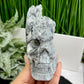 Black Quartz Calcite Skull UV Reactive Large Druzy Crystal 640g