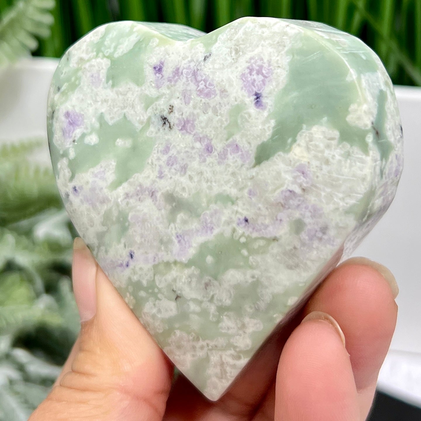 Lucky Jade Purple Stichtite Green Serpentine Palm Stones Meditation Crystals 182g