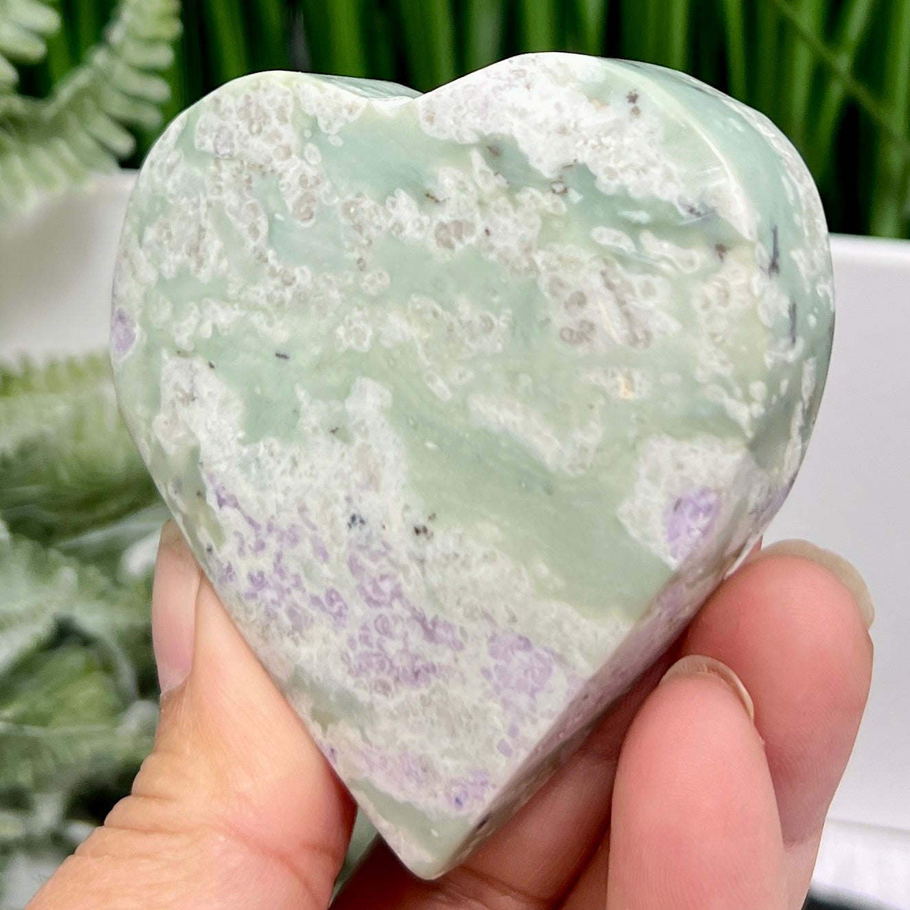 Lucky Jade Purple Stichtite Green Serpentine Palm Stones Meditation Crystals 182g