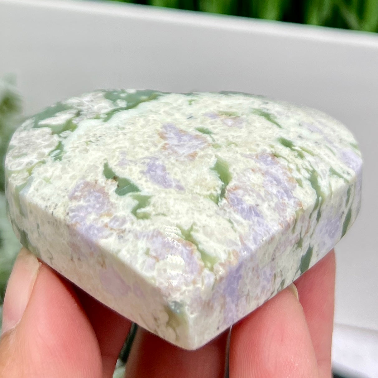 Lucky Jade Purple Stichtite Green Serpentine Palm Stones Meditation Crystals 130g