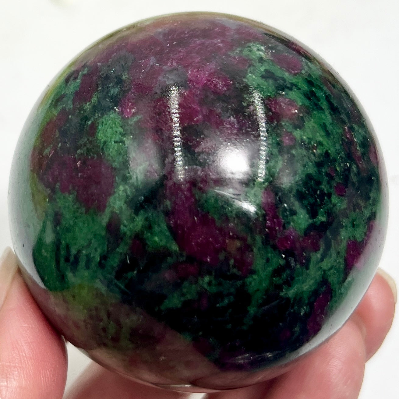 Ruby in Zoisite Sphere Healing Crystal Ball UV Reactive 511g 66mm