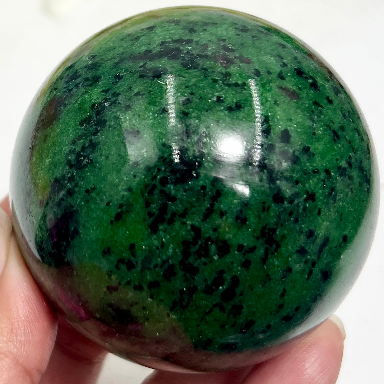 Ruby in Zoisite Sphere Healing Crystal Ball UV Reactive 511g 66mm